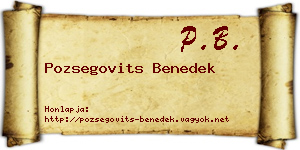 Pozsegovits Benedek névjegykártya